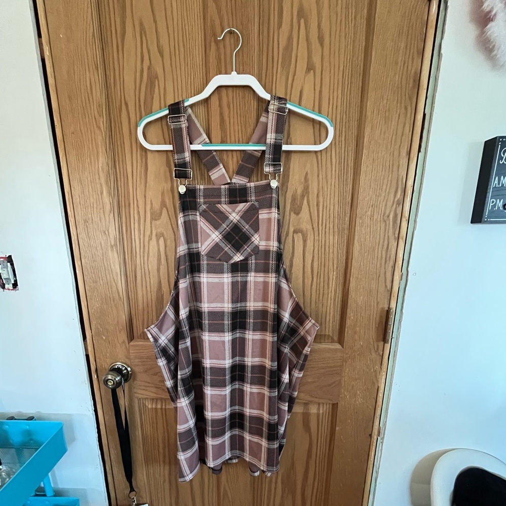 Rue21 pink plaid overall dress - size 3X